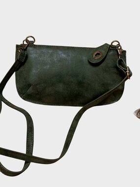 Green Leather Crossbody Bag By Joy Susan